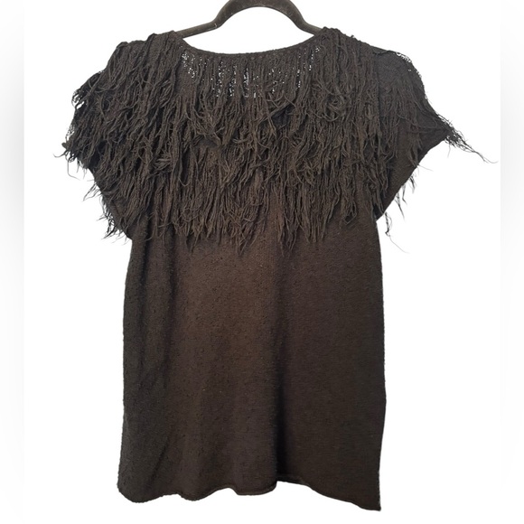 $345 Ulla Johnson Nubby Boucle Idra Fringed Sweater Knit Shell Pullover Size Sm - Picture 3 of 5